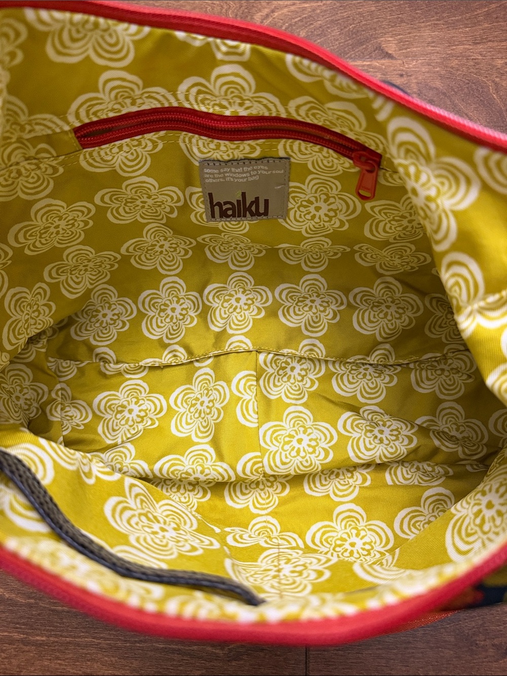 Haiku Yellow & Orange Floral Crescent Shoulder Bag - Picture 11 of 14